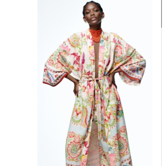 ZARA - PRINTED KIMONO WITH BELT - S - 7864/029/330 - Picture 3 of 12